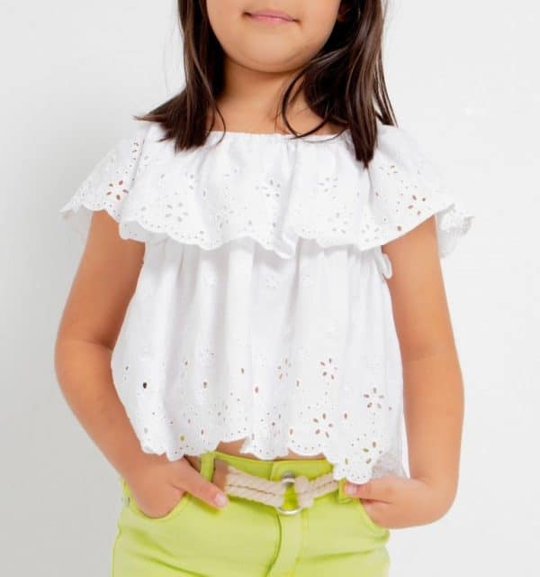 Blusón con motivos perforados de algodón sostenible MAYORAL para niña Art. 23-03145-031